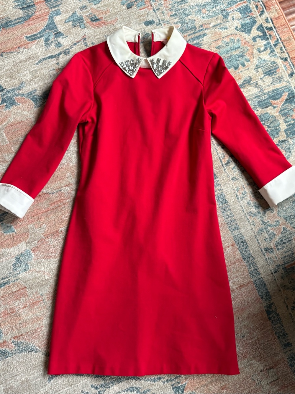 Ted Baker Red Dress with Embellished White Collar